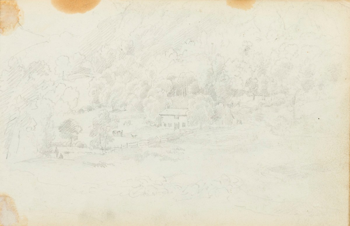 Philip Reinagle RA, Drawing of a rural landscape with trees