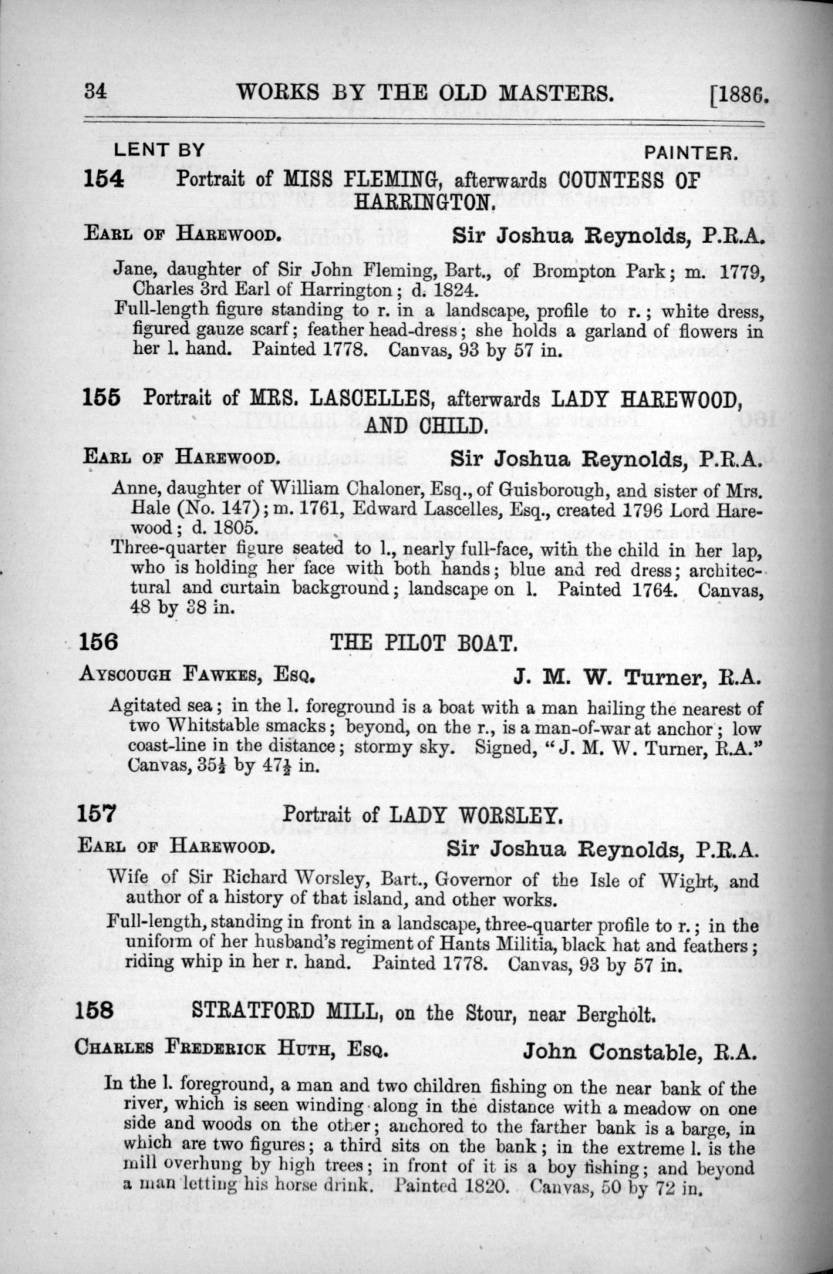 Page 34 of 1886 - Old Masters, deceased masters of the British School, Joseph Wright of Derby ARA and J.M.W. Turner RA