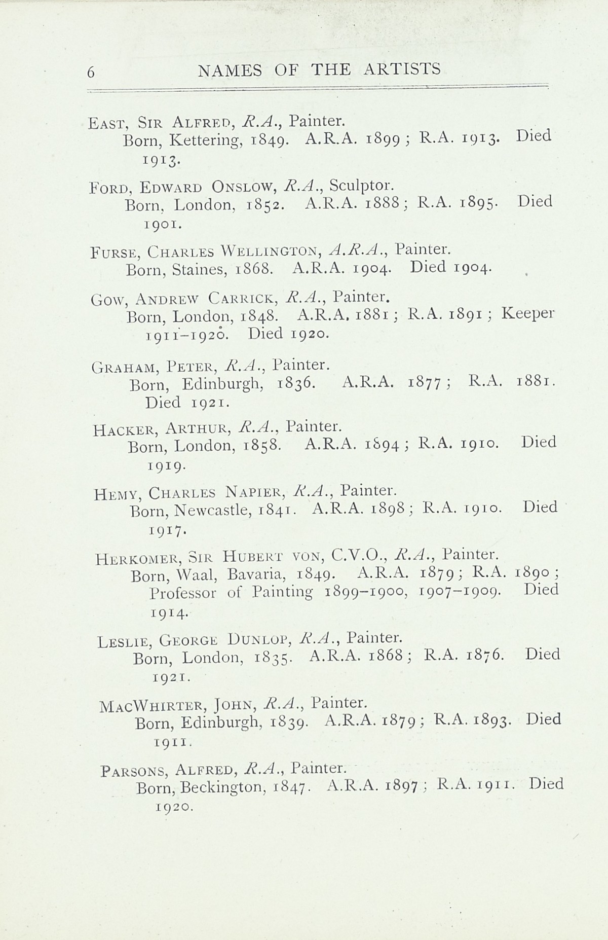 Page 8 of 1922 - Exhibition of Works by recently deceased Members of the Royal Academy