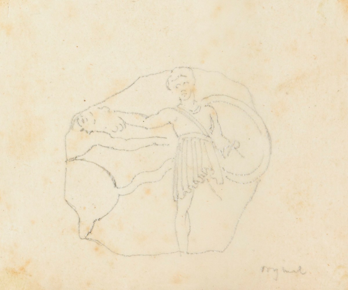 Richard Westmacott the Younger RA, Tracing after a drawing of part of the frieze from the temple of Artemis Leucophryne