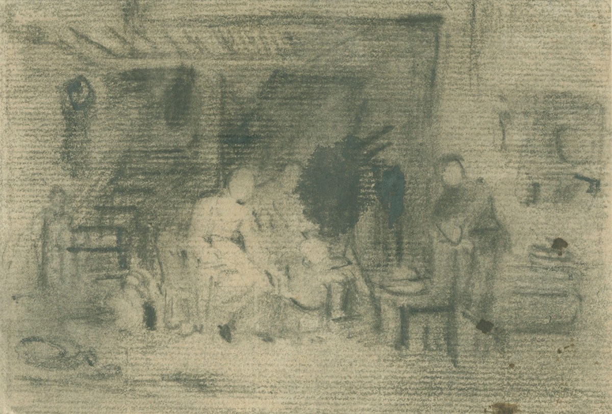 Andrew Geddes ARA, Interior of cottage with figures