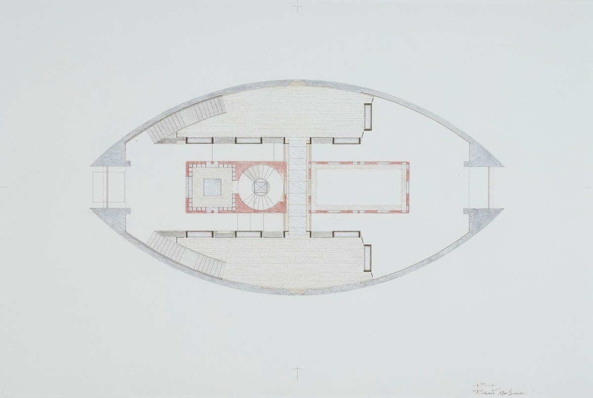 Sir Richard MacCormac RA, Ruskin Library, Lancaster University, Lancaster: Plan of first floor