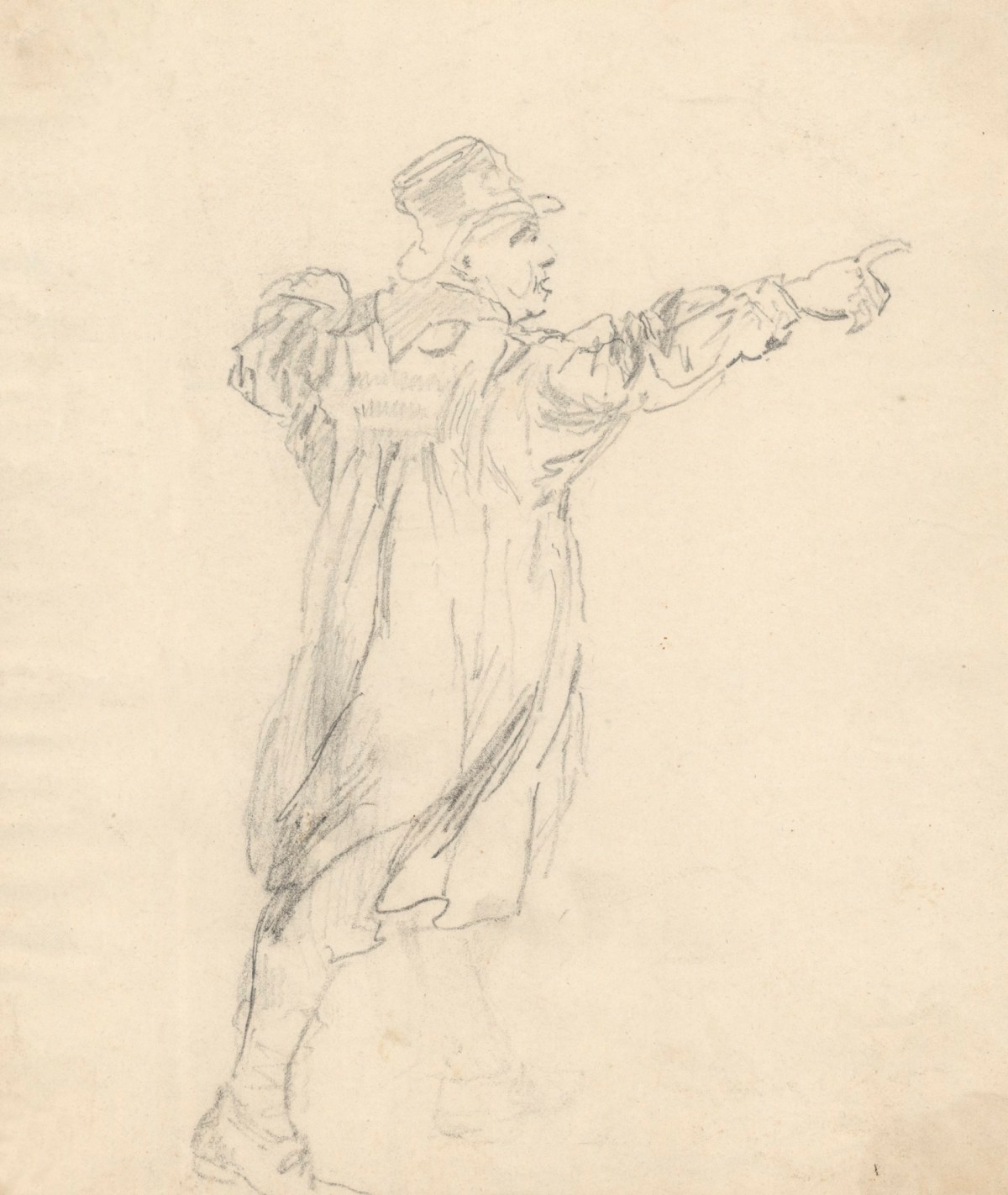 Philip Reinagle RA, Sketch of a man wearing a smock