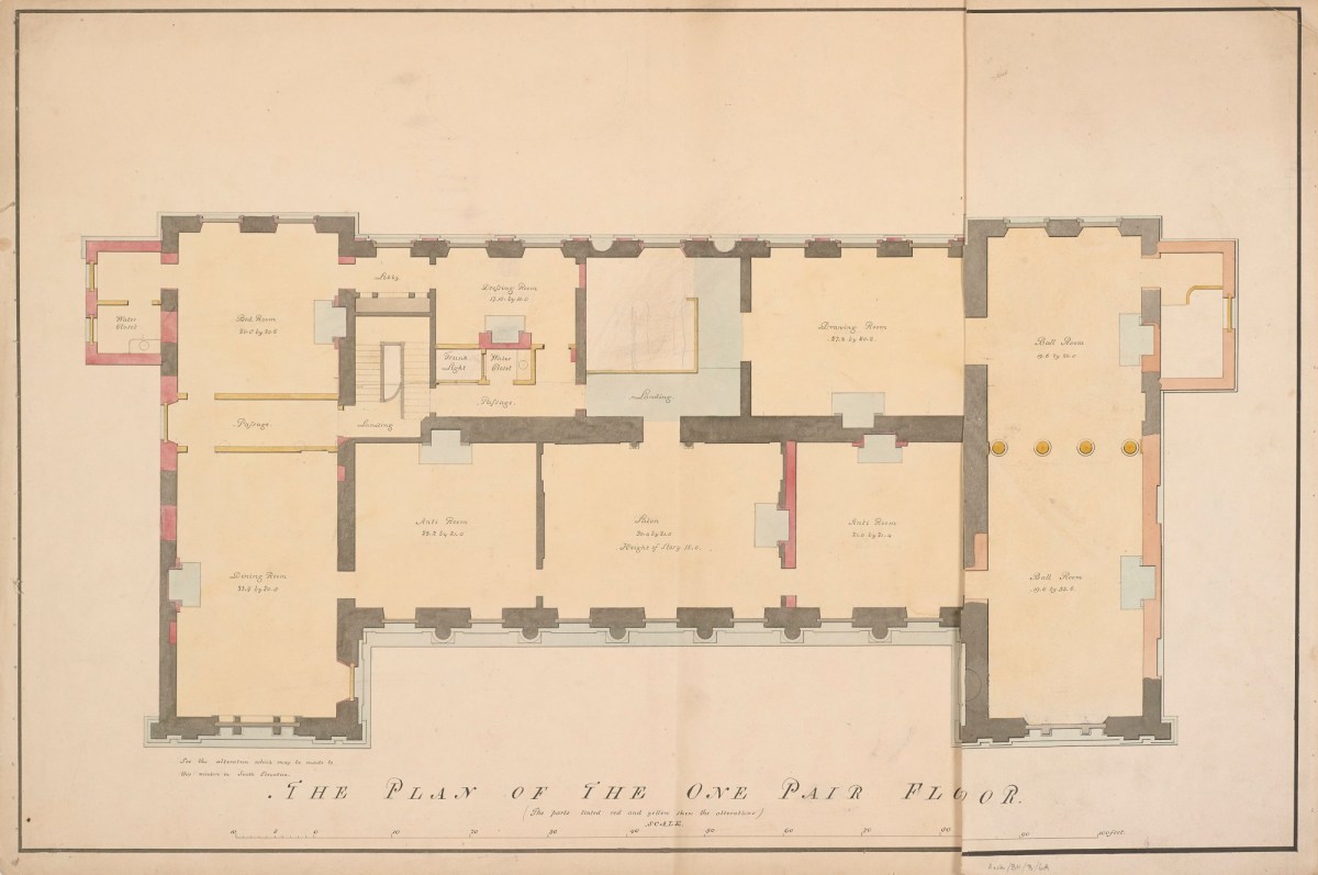 Samuel Ware, Alternative designs for alterations and additions to Burlington House, Piccadilly, Westminster, London: principal floor plan