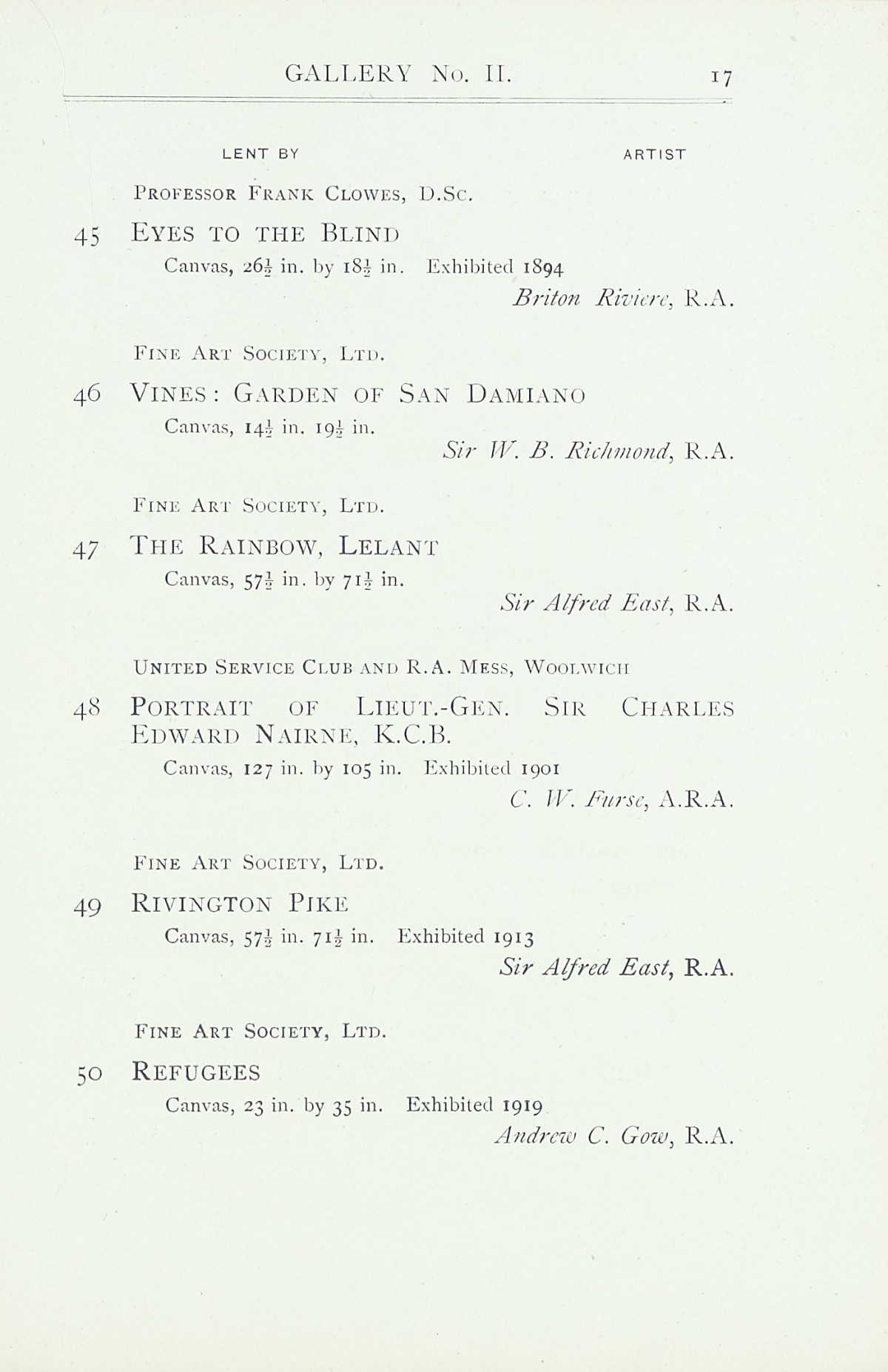 Page 19 of 1922 - Exhibition of Works by recently deceased Members of the Royal Academy