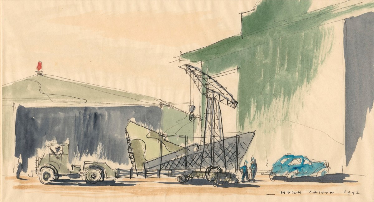 Sir Hugh Casson PRA, Airfield with Recovery Truck