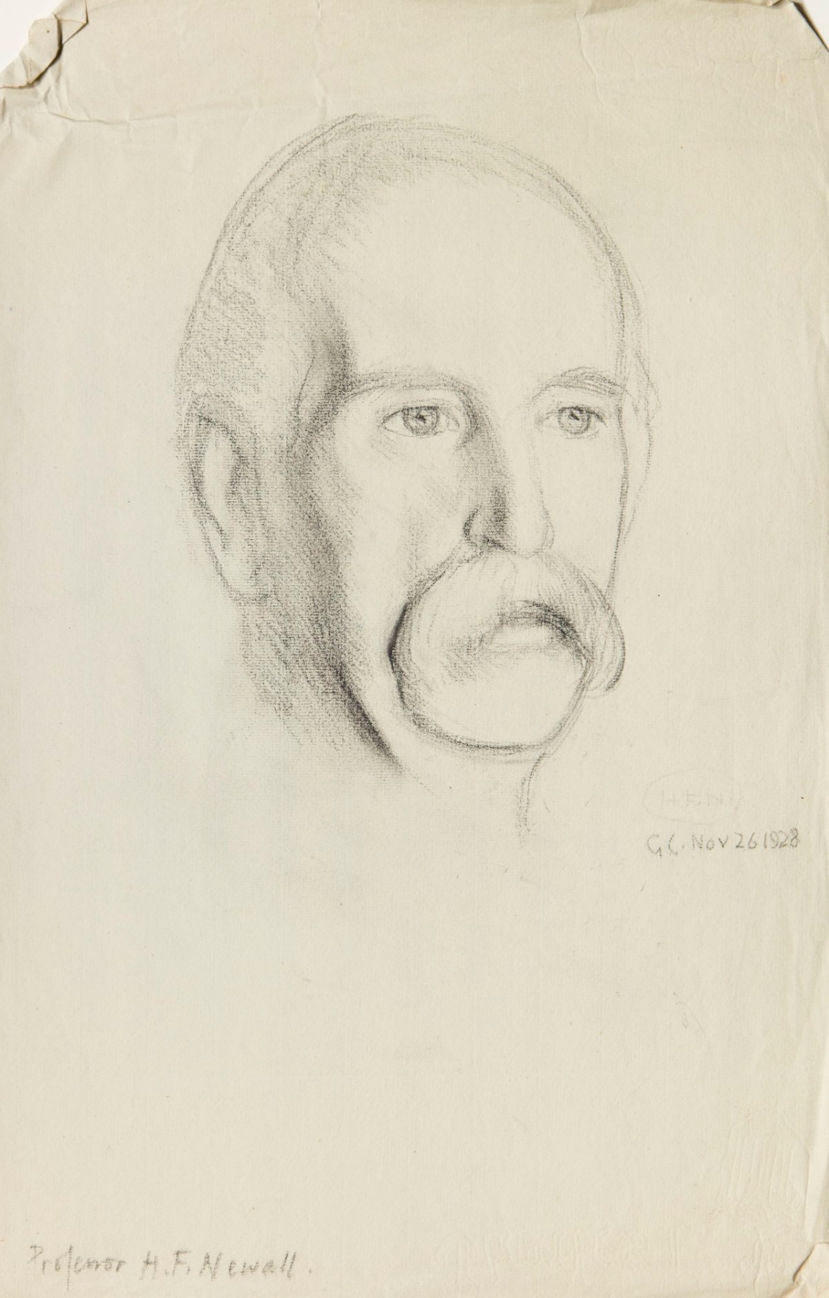 Sir George Clausen RA, Study of the head of a man with a moustache (Professor H.F. Newall)