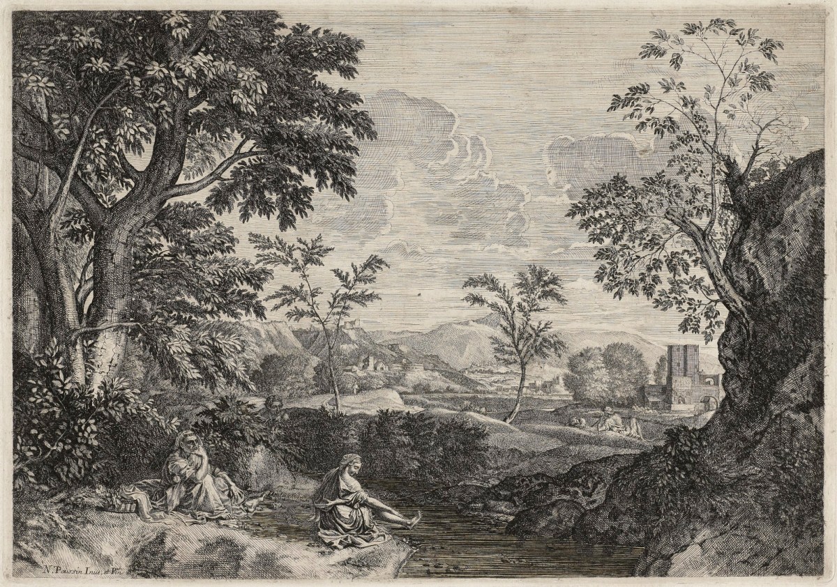 Louis de Châtillon, Landscape with a Woman washing her Feet