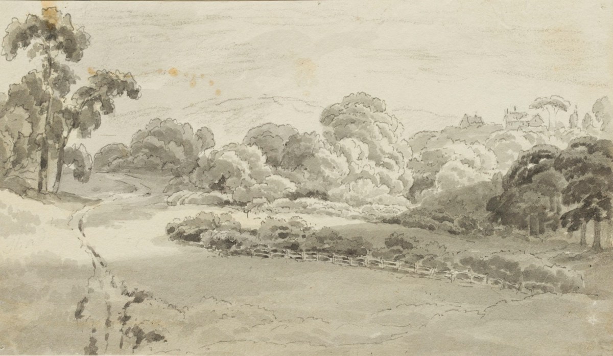 Philip Reinagle RA, Rural landscape with trees and a road