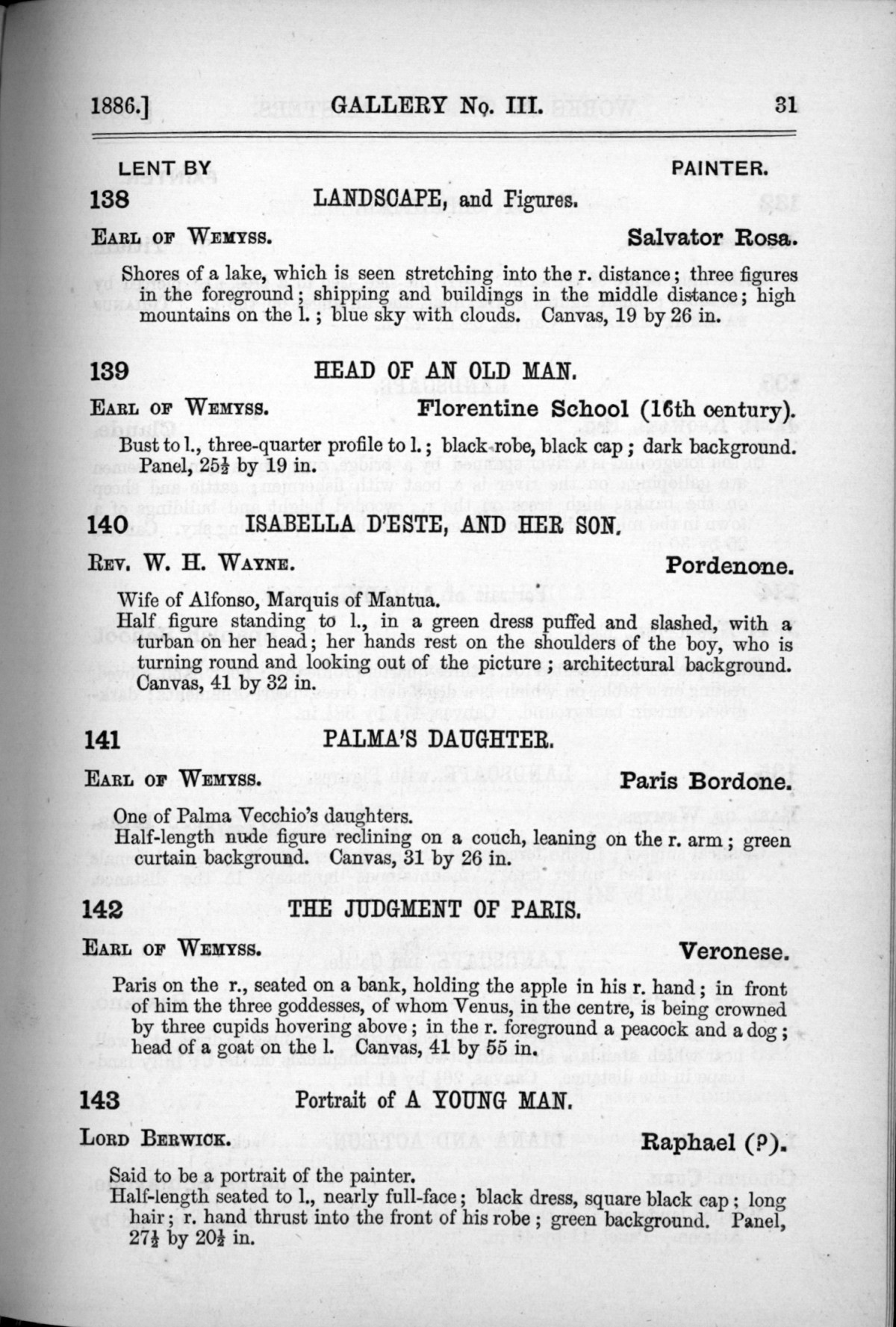 Page 31 of 1886 - Old Masters, deceased masters of the British School, Joseph Wright of Derby ARA and J.M.W. Turner RA