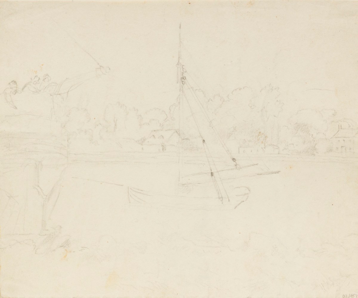 Philip Reinagle RA, A sailing boat on a river