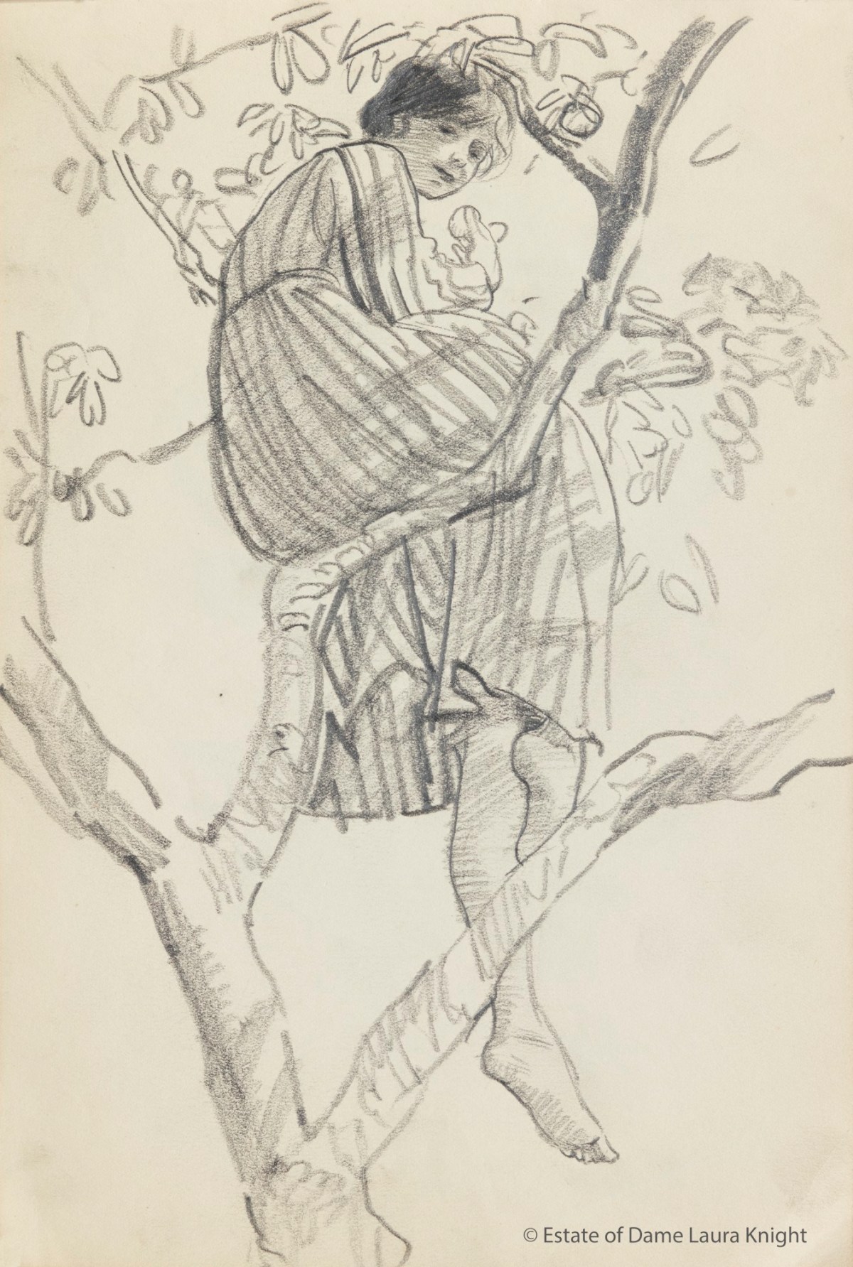 Dame Laura Knight RA, Ella Naper in the Apple Orchard at Trewoofe