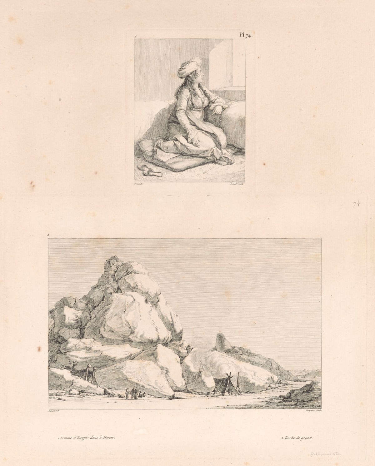 Baron Dominique-Vivant Denon, Egyptian woman in the harem; granite cliff