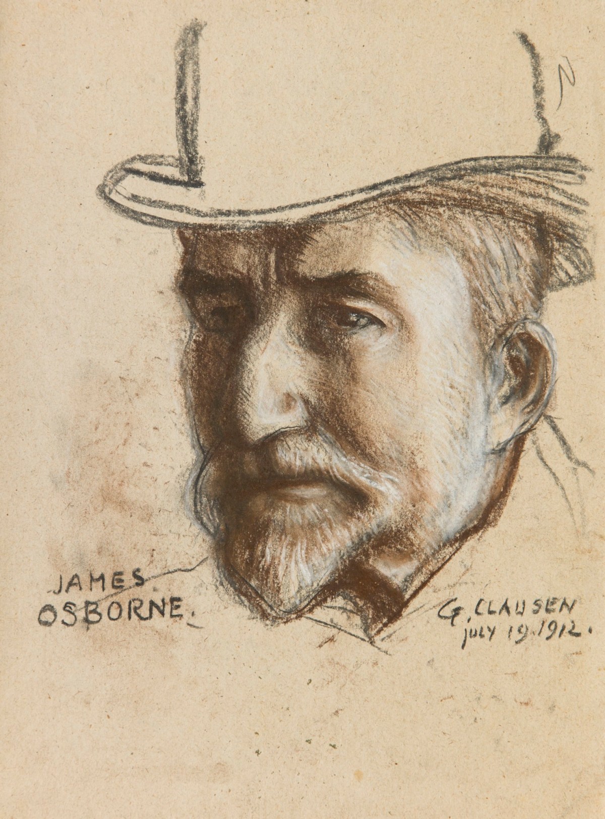 Sir George Clausen RA, Study of the head of a bearded man (James Osborne)