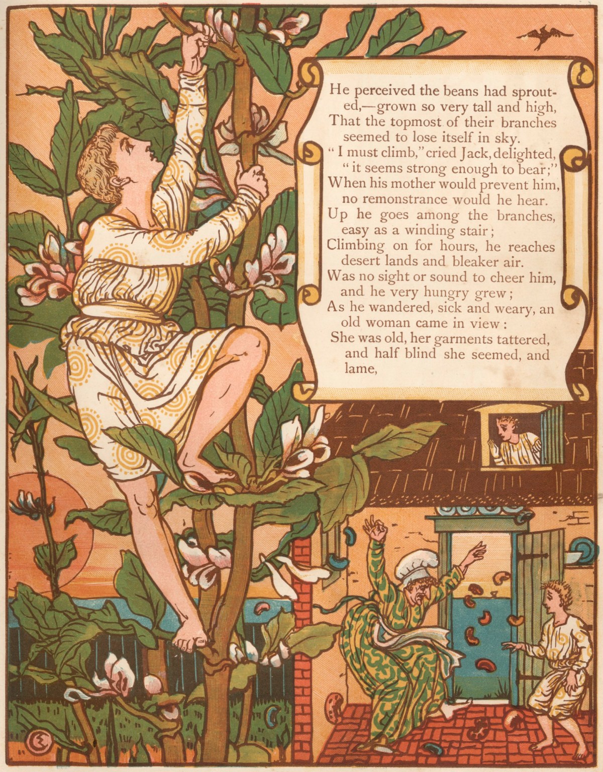 Walter Crane, 'Up he goes among the branches, easy as a winding stair'