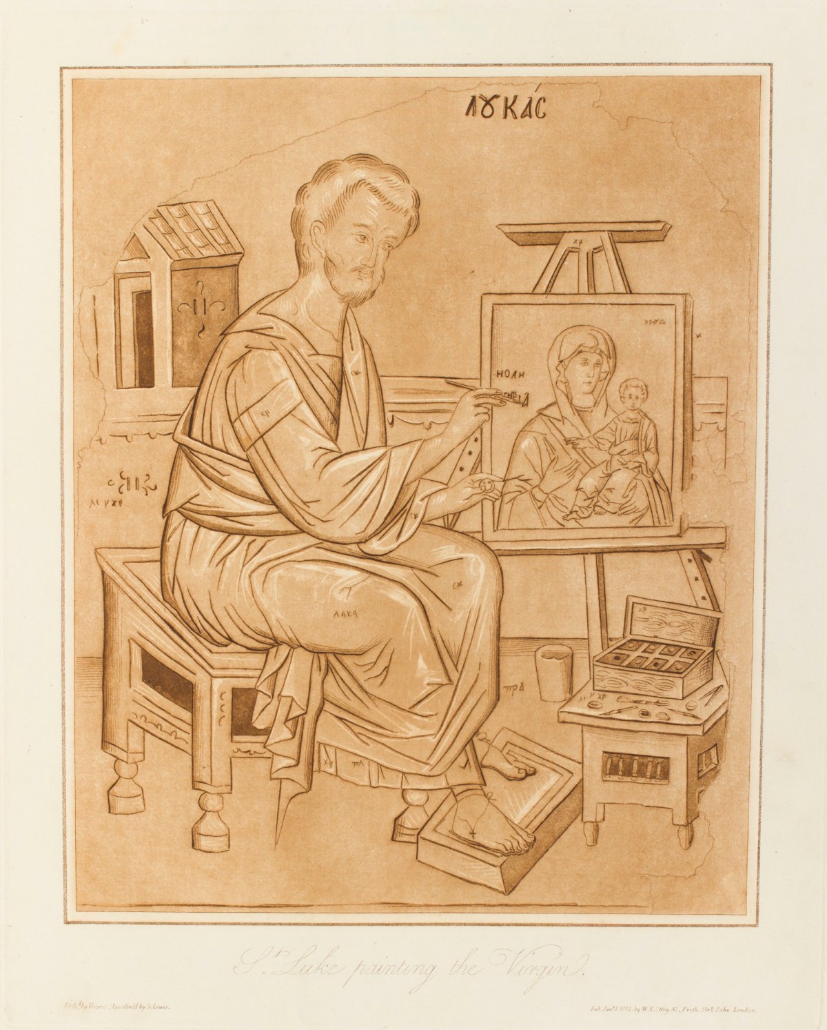 Thomas Vivares, 'St. Luke painting the Virgin', after a Byzantine drawing (?)