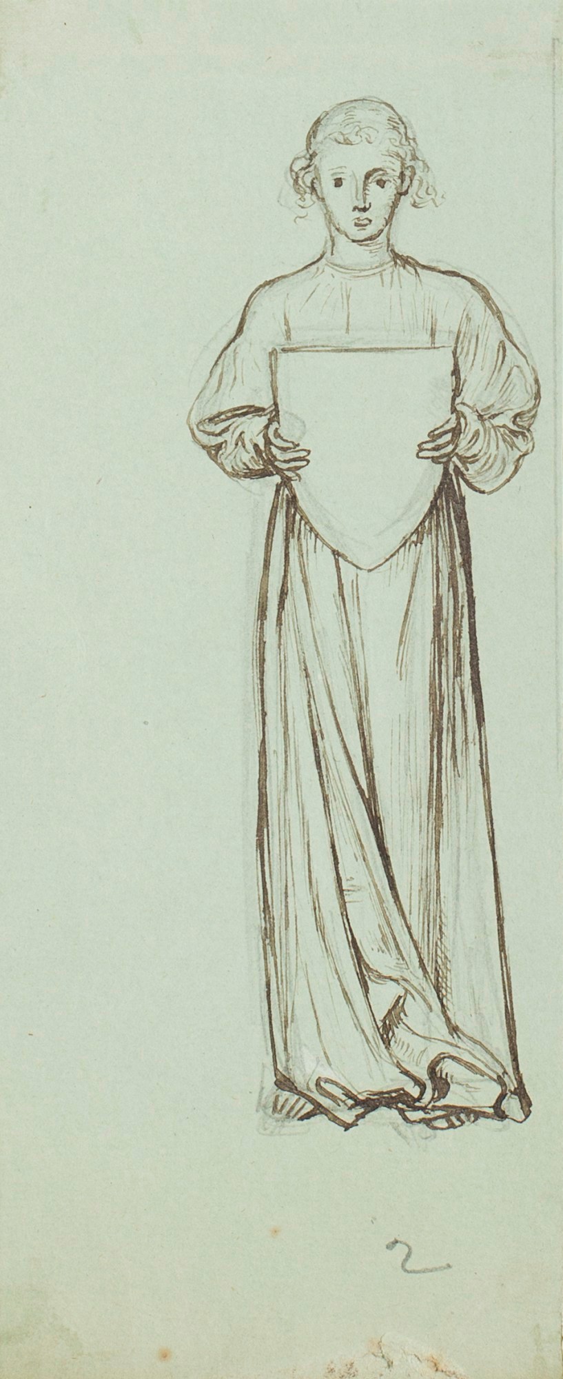 Henry Hugh Armstead RA, A standing girl holding a shield