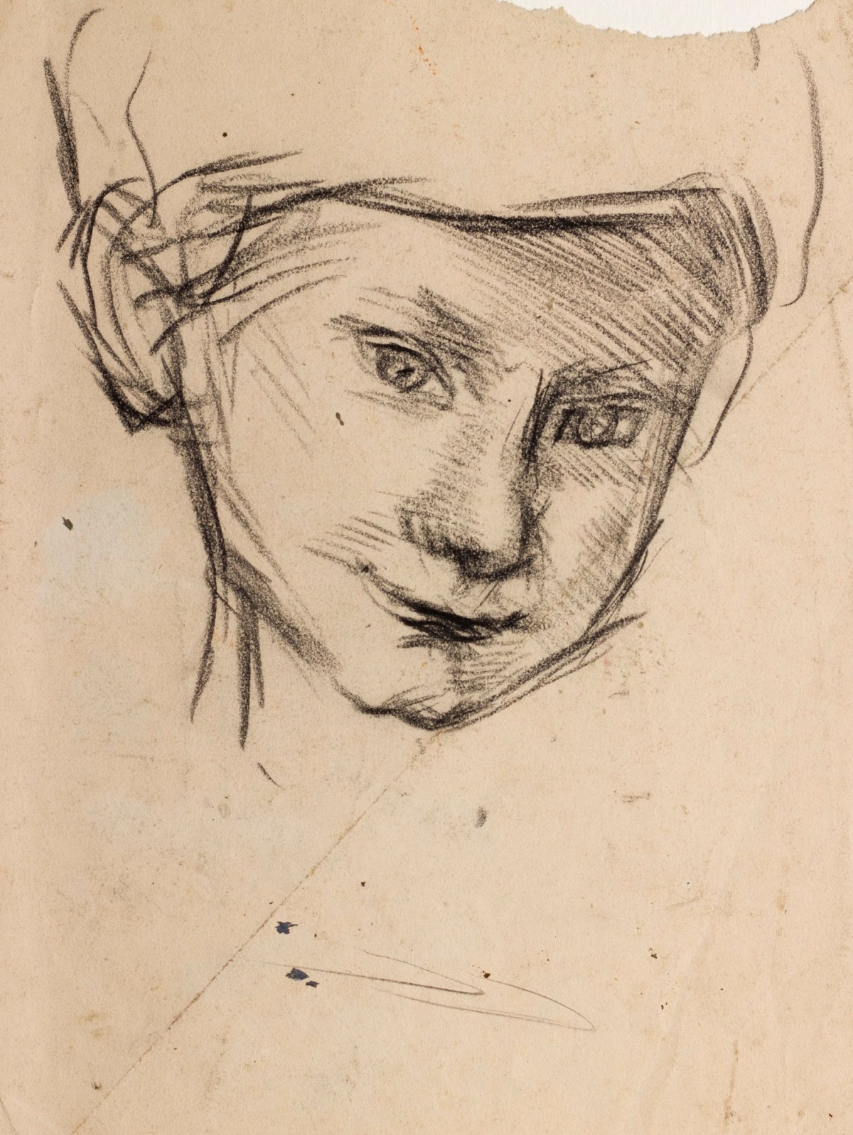 Sir George Clausen RA, Study of the boy's face for 'The Gap in the Hedge'