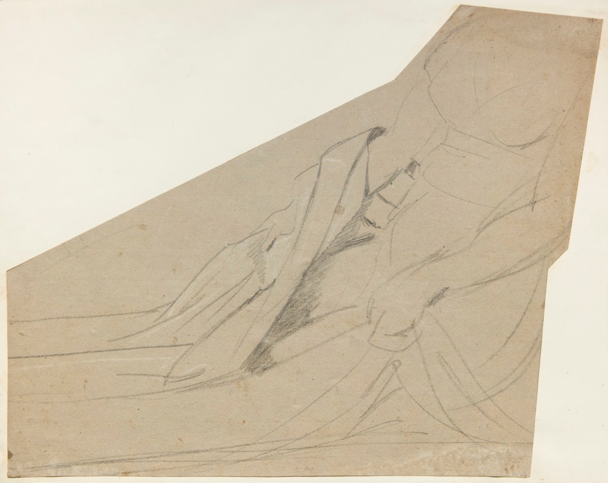 Fragment Of A Drawing Of A Reclining Female Figure Possibly For