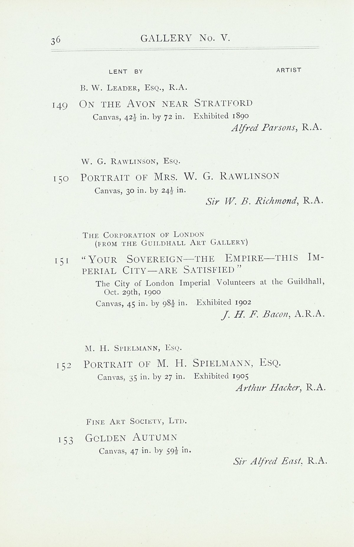 Page 38 of 1922 - Exhibition of Works by recently deceased Members of the Royal Academy