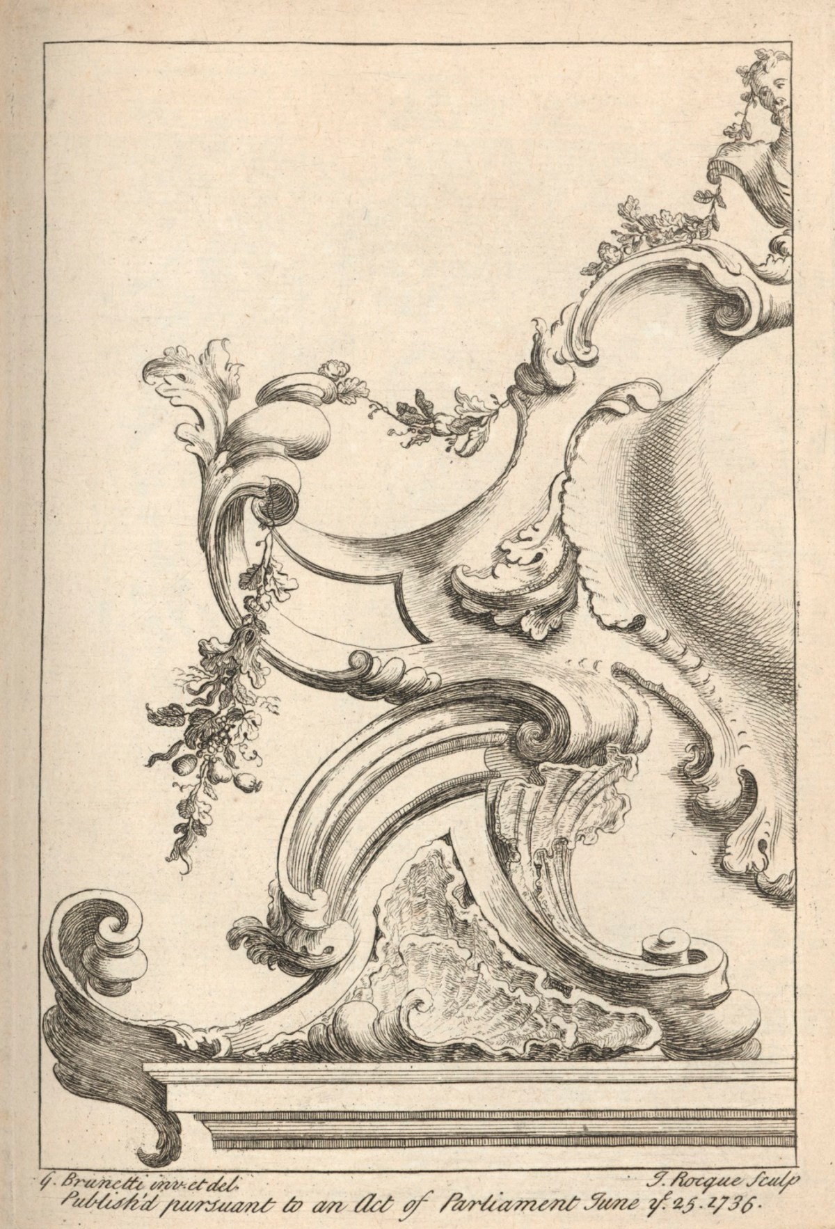 Gaetano Brunetti, Scrolled cartouche with support