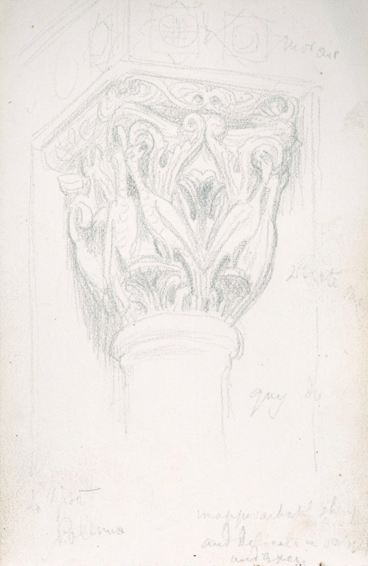 Lord Leighton PRA, Study of a carved capital in La Zisa, Palermo