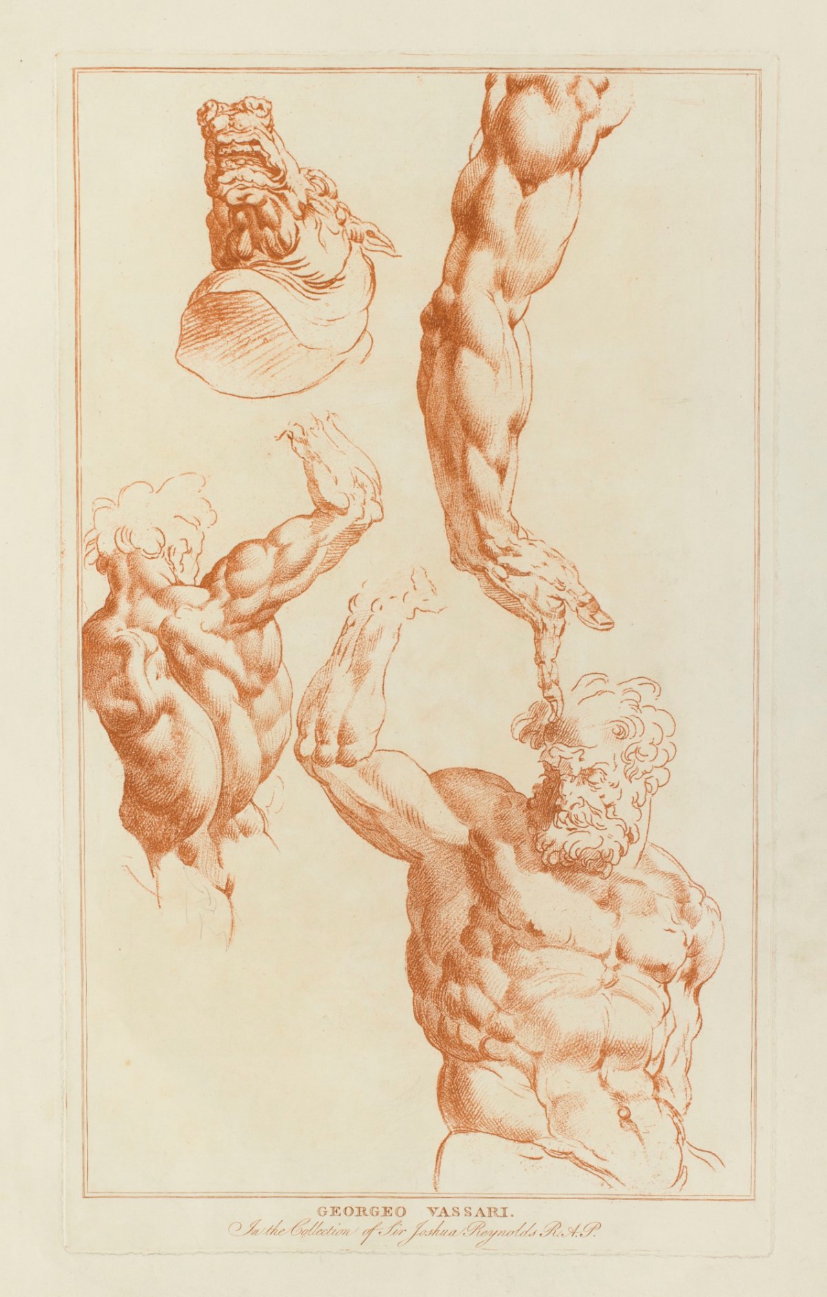 Conrad Martin Metz, Studies of man (front and back), harm, and head of a horse
