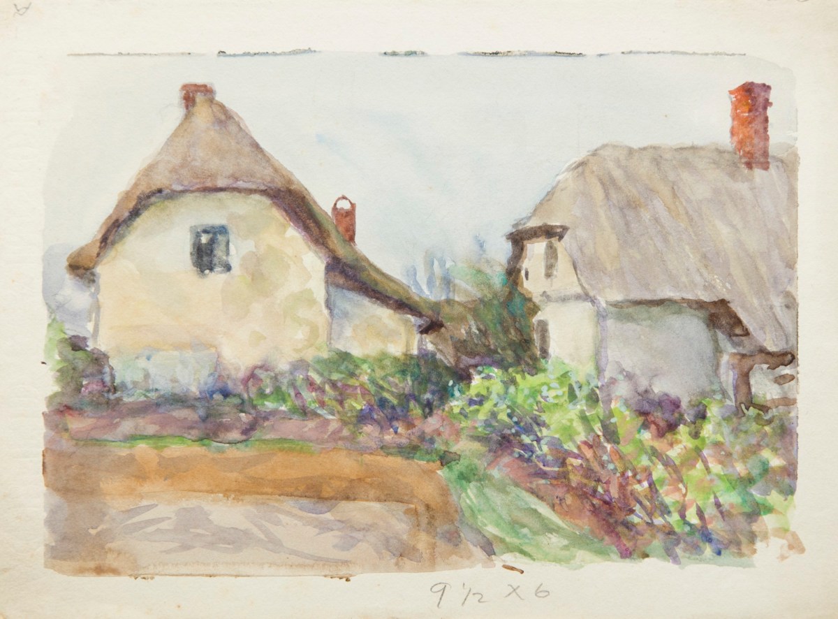 Sir George Clausen RA, Thatched cottages and gardens