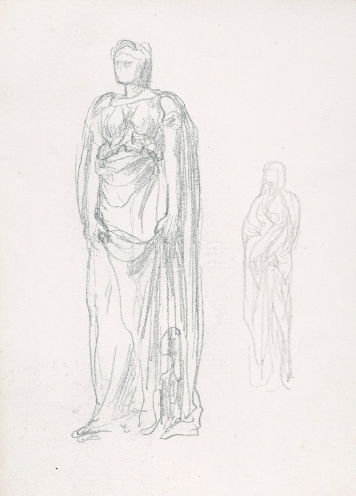 Lord Leighton PRA, Two sketches of standing female figure, possibly for 'Clytemnestra'