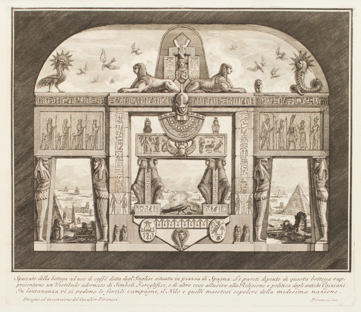 Giovanni Battista Piranesi, Crossection showing the Egyptian decoration of the Caffè degli Inglesi