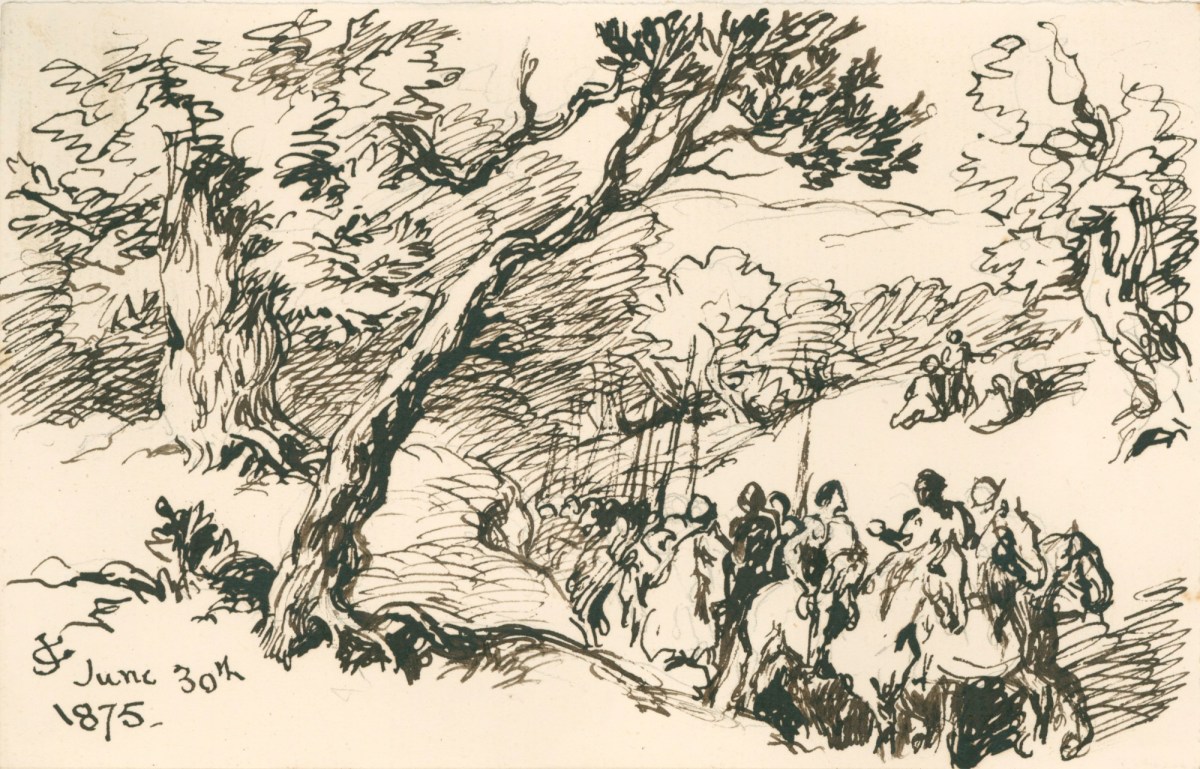 Sir John Gilbert RA, Cavalry riding through a landscape