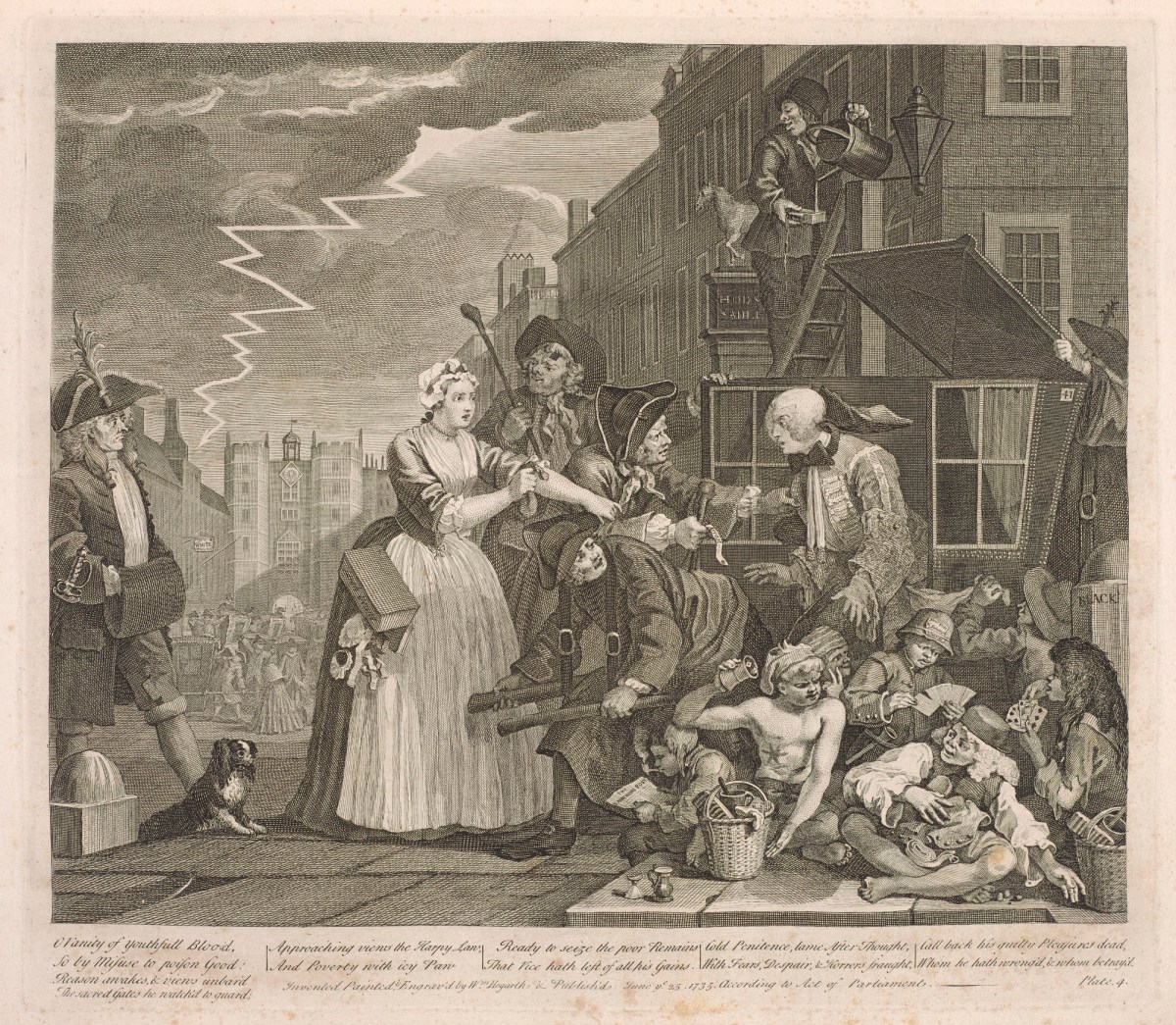 William Hogarth, A Rake's Progress, plate 4