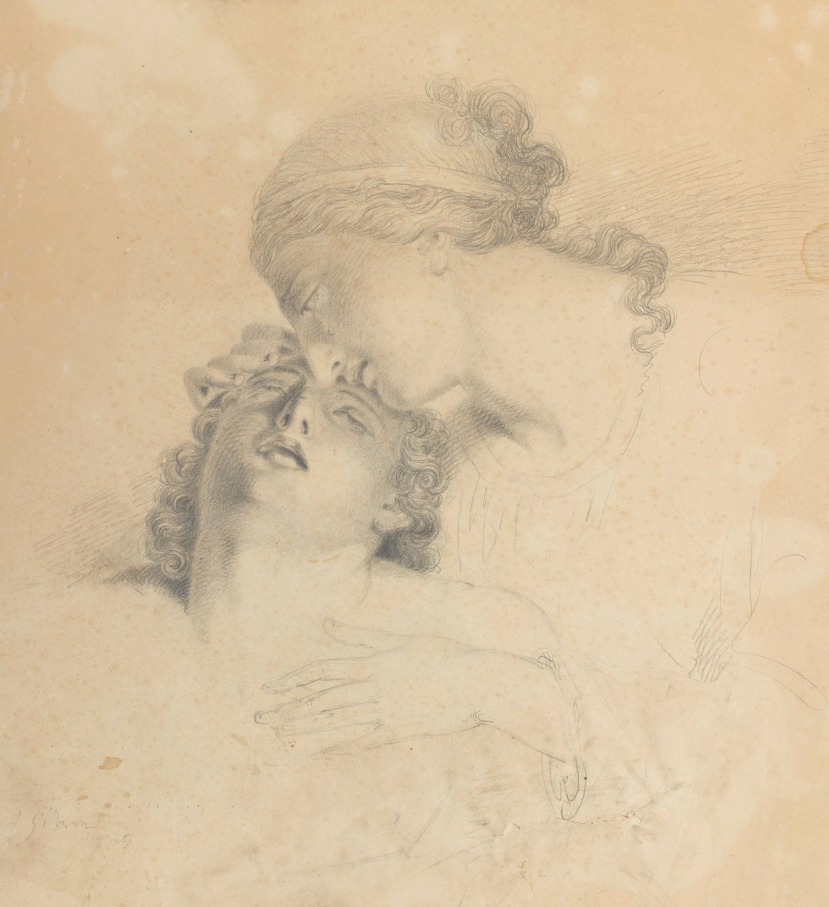 John Gibson RA, Study of two heads, possibly for Hero and Leander or Hylas and the Naiads