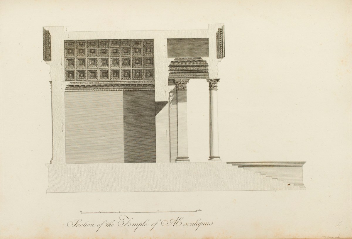 Charles-Louis Clérisseau, Section of the Temple of Aesculapius