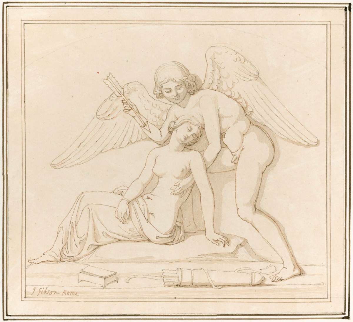 John Gibson RA, Cupid waking Psyche by piercing her with an arrow