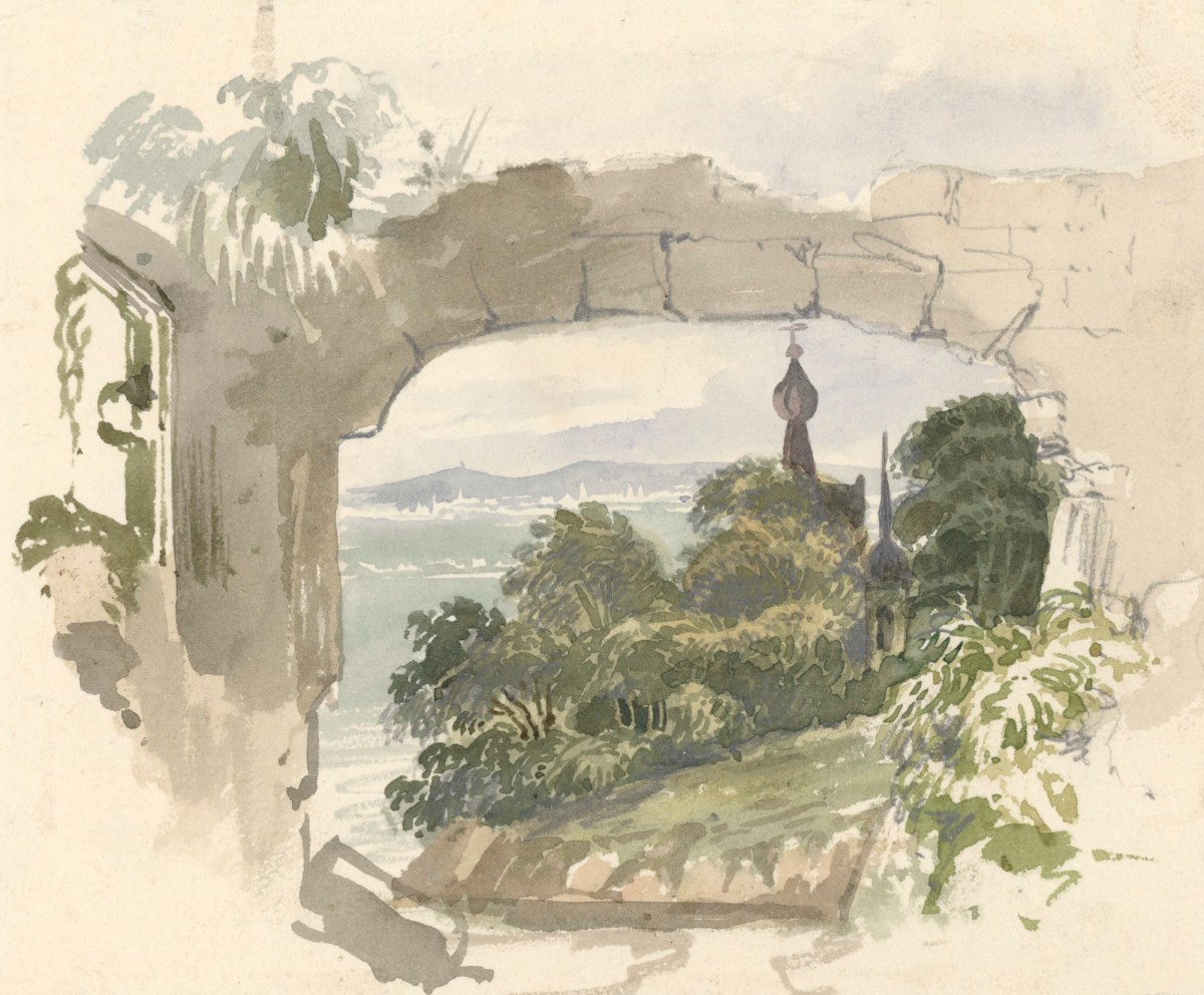 Richard Parkes Bonington, Landscape viewed through a stone arch