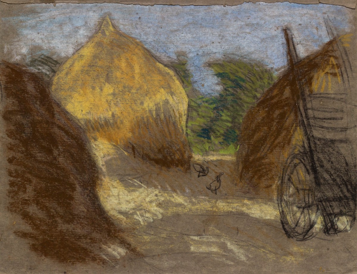 Sir George Clausen RA, Study of a rickyard with cart