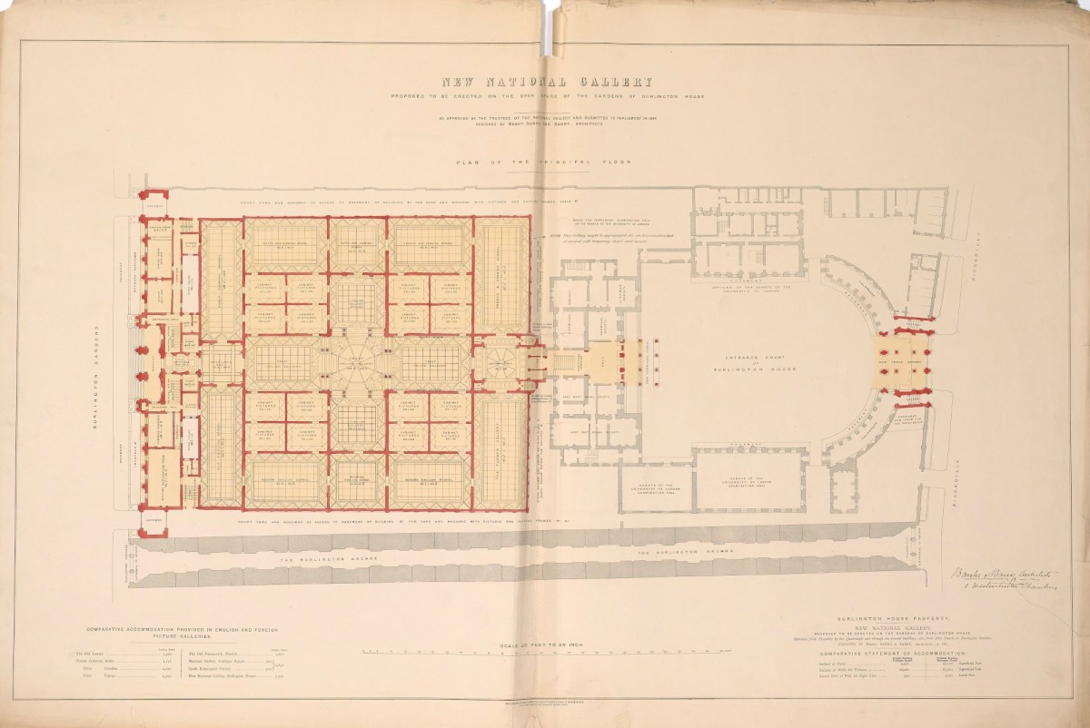 Charles Barry, Proposed design for the New National Gallery on the gardens of Burlington House