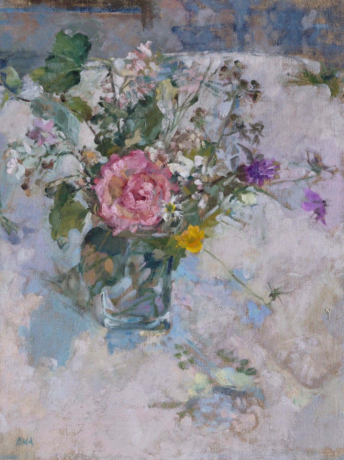 Diana Armfield RA, Still-life with Rose and Wild Flowers