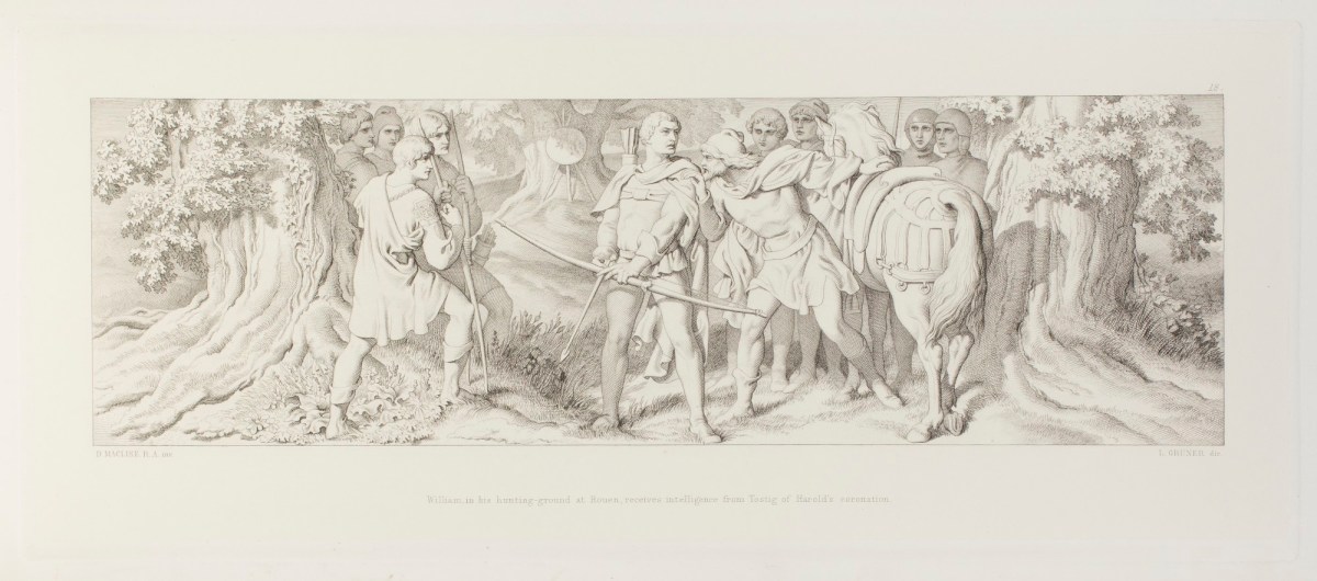 Daniel Maclise RA, William, in his hunting-ground at Rouen, receives intelligence from Tostig of Harold's coronation