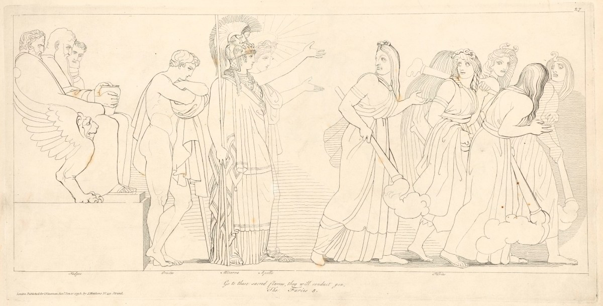 John Flaxman RA, Athena Dismissing the Furies (from The Eumenides)