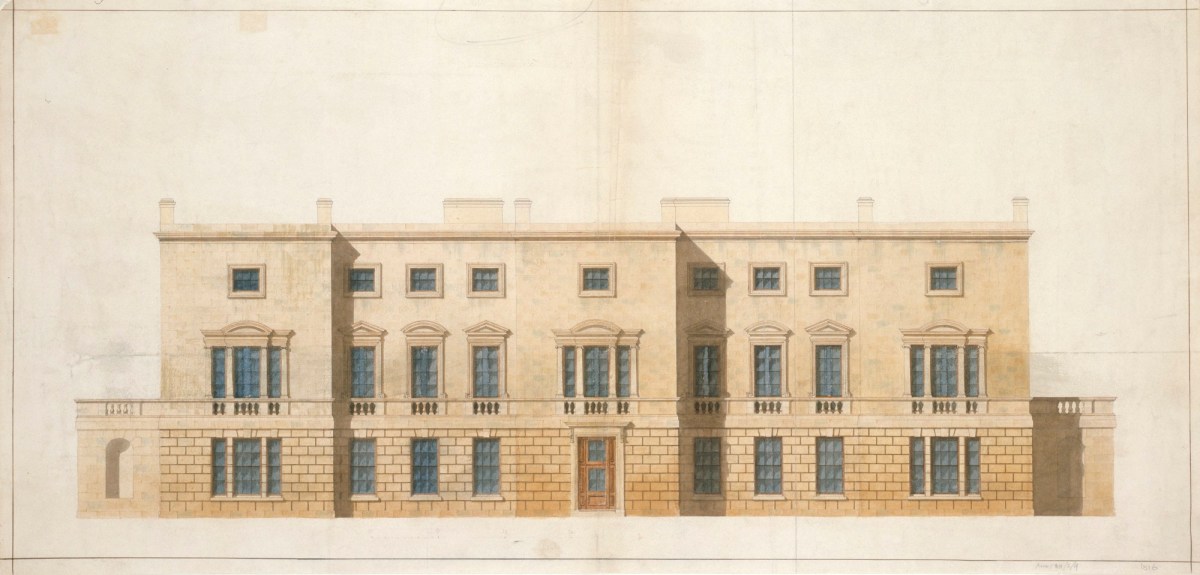 Samuel Ware, Design as executed or record drawing of north front, Burlington House, Piccadilly, Westminster, London: elevation