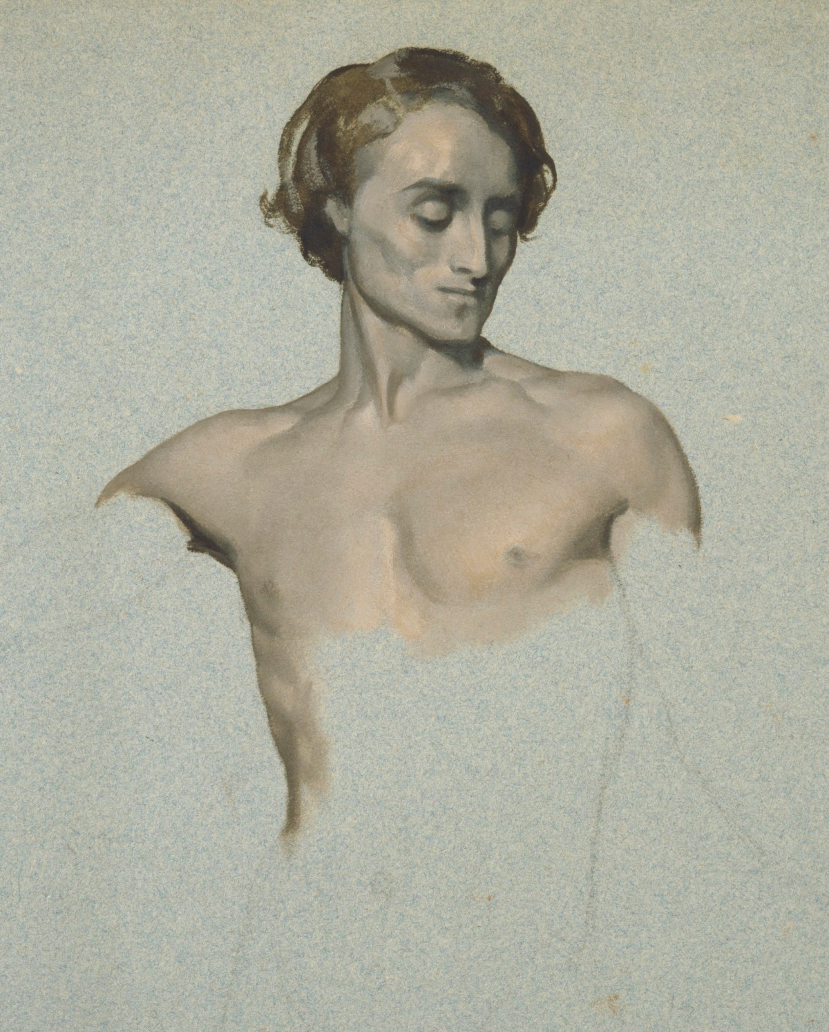 Lord Leighton PRA, Head and shoulders of a man, possibly relating to 'Cimabue's Celebrated Madonna'