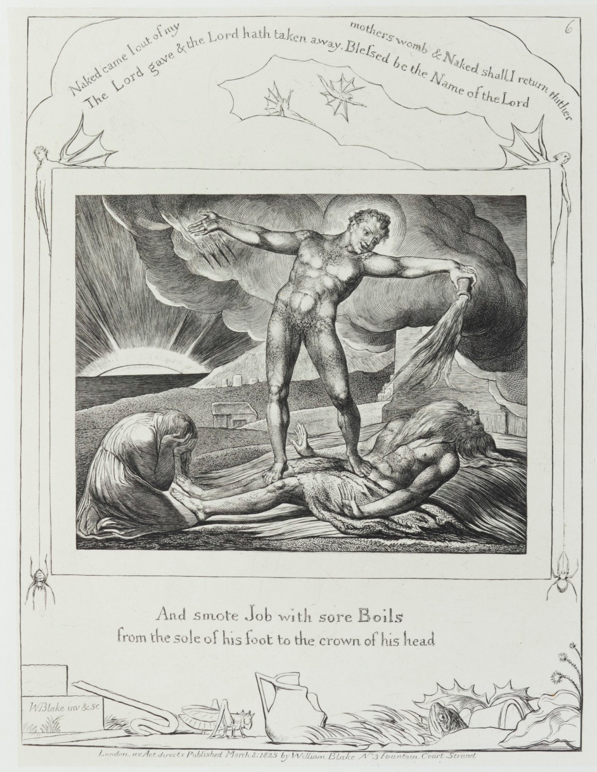 William Blake, 'And smote Job with sore Boils from the sole of his foot to the crown of his head'