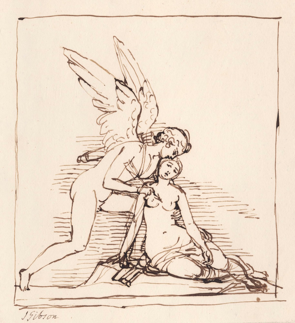 John Gibson RA, Cupid piercing Psyche with an arrow