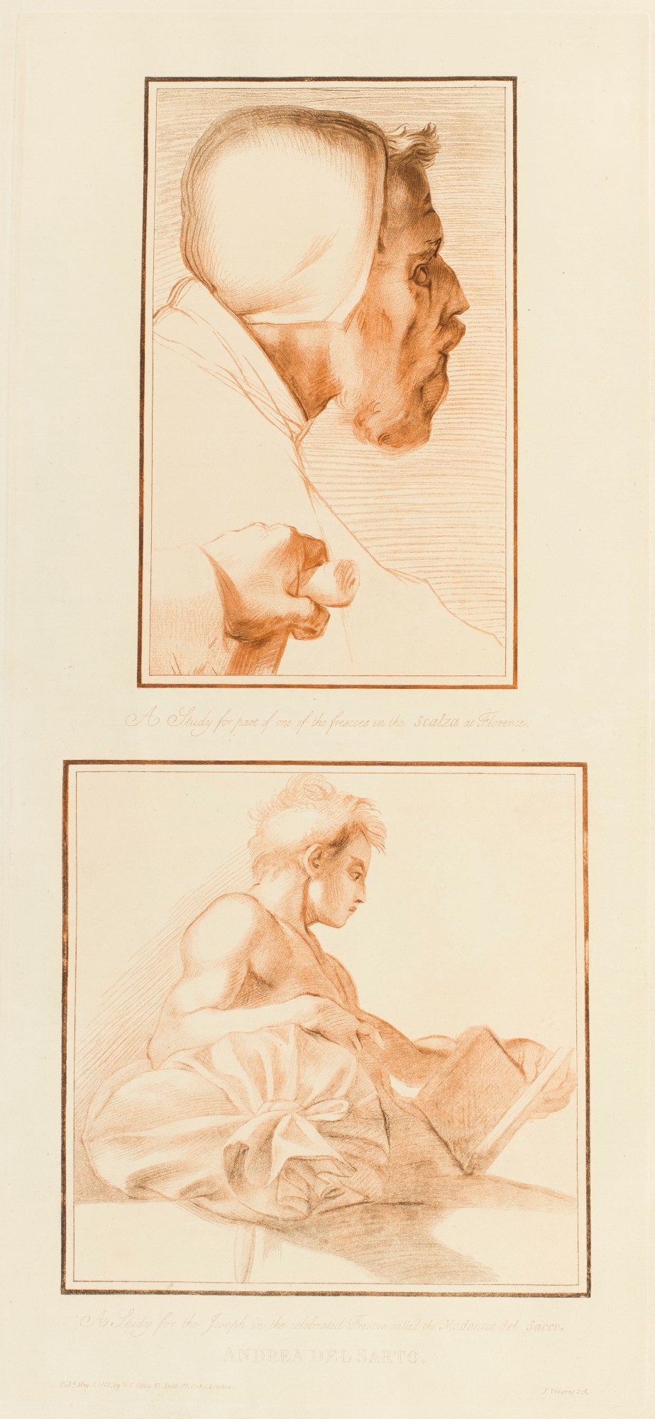 J. Vivares, 'An Old man's head' and 'A Study for the figure of Joseph, in the celebrated fresco called the Madonna del sacco' after two drawing attributed to Andrea del Sarto