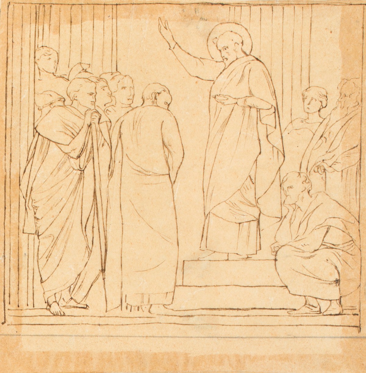Henry Hugh Armstead RA, A saint preaching to a crowd