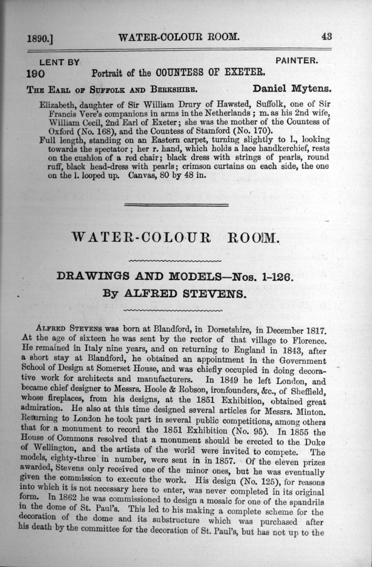 Page 43 of 1890 - Old Masters, deceased masters of the British School, drawings & models by Alfred Stevens