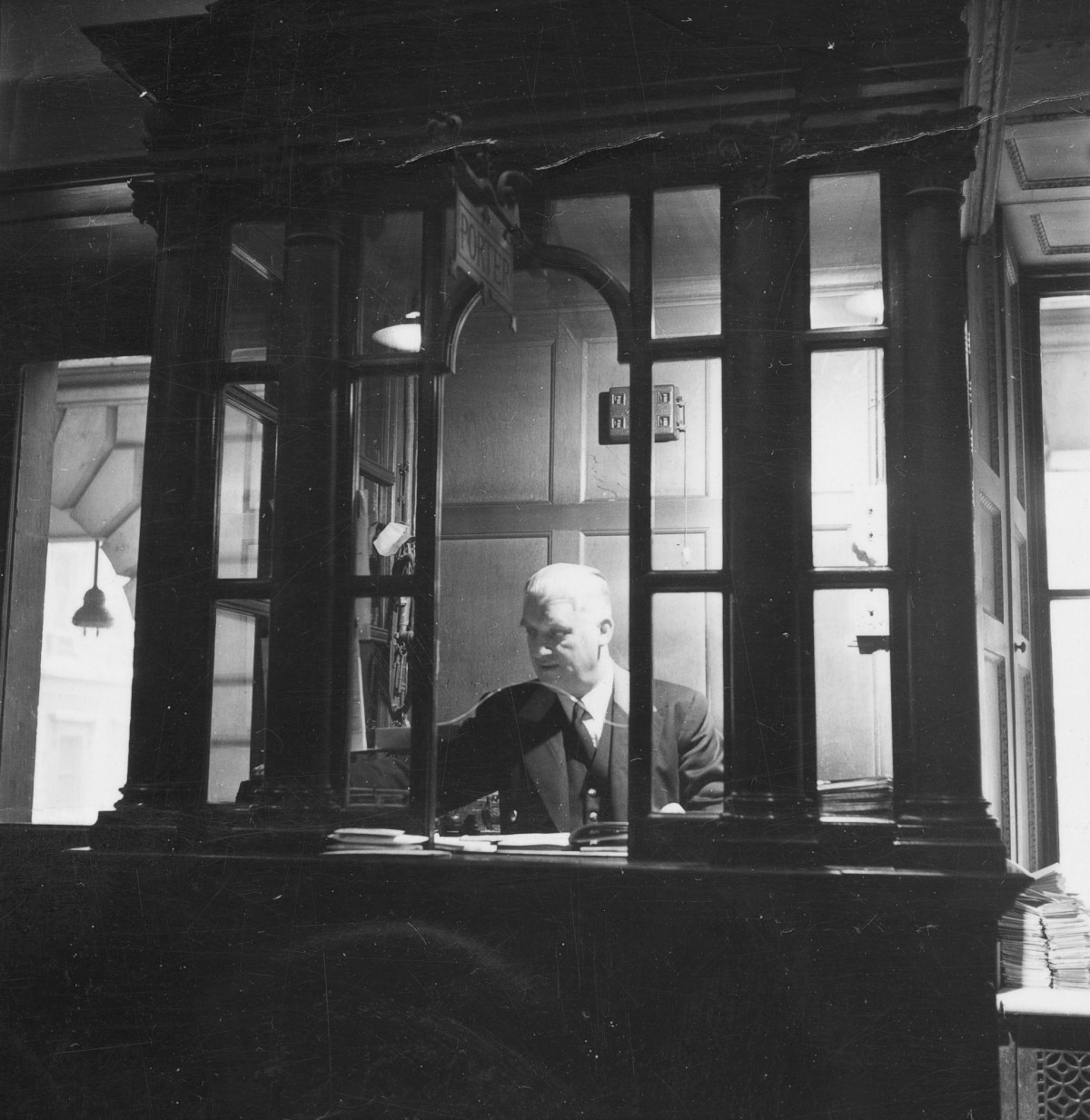 Russell Westwood, The porter's box in the Entrance Hall at Burlington House, 1953.