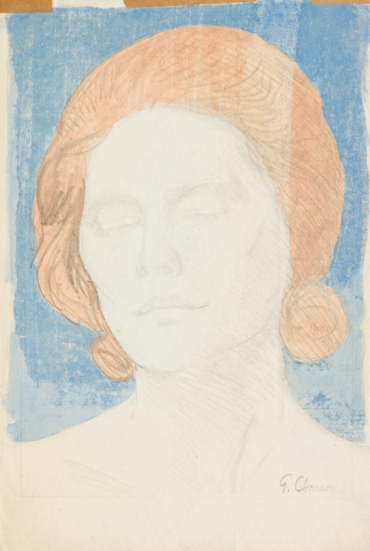 Sir George Clausen RA, Cartoon of a female head